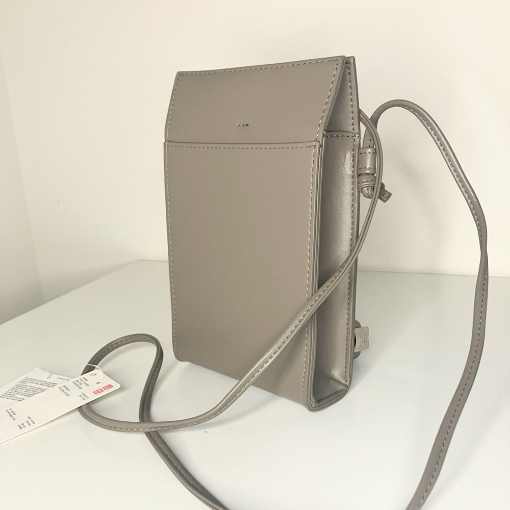 Uniqlo Faux-Leather Mini Tool Shoulder Bag in Taupe